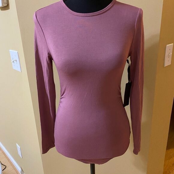 Velvet Rose Mauve Long Sleeve Bodysuit - Picture 6 of 14